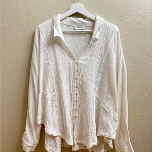 CJLA White Cotton Blouse • size large